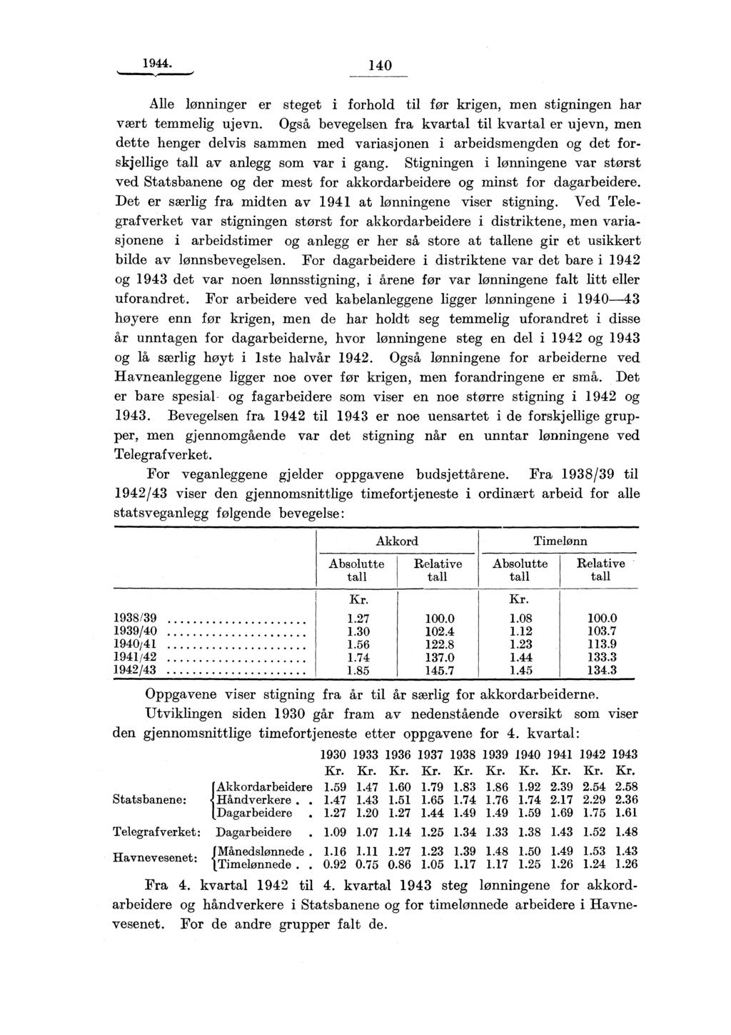 1944. 140 Alle lønninger er steget i forhold til før krigen, men stigningen har vært temmelig ujevn.