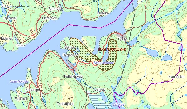 Biologisk mangfald: Hjortetrekk (Naturbasen, Direktoratet for naturforvaltning). Planområdet omtrentleg markert med blå sirkel.