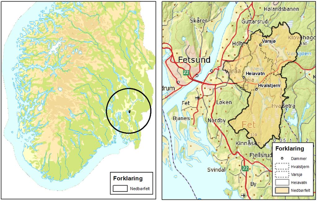 Flomberegning og vannlinjeberegning Varåvassdraget 1 Bakgrunn 1 Bakgrunn Et nytt boligfelt er planlagt i Fetsund ved Varåbekken, og det er nødvendig å beregne vannstand ved flom for å bestemme