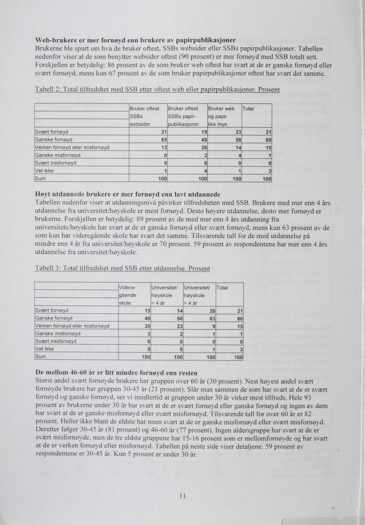 Web-brukere er mer fornøyd enn brukere av papirpublikasjoner Brukerne ble spurt om hva de bruker oftest, SSBs websider eller SSBs papirpublikasjoner.