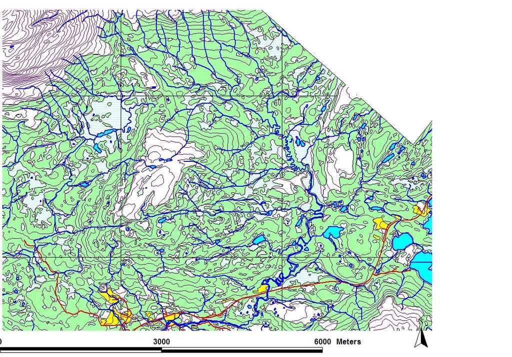 Vedlegg 4 Program for prøvetaking av sedimenter september 2006 Figur 14:Oversikt over prøvetakningsområder i Blåtind skytefelt (målområde 2) der det er tenkt tatt jord/sedimentprøver (avmerket med