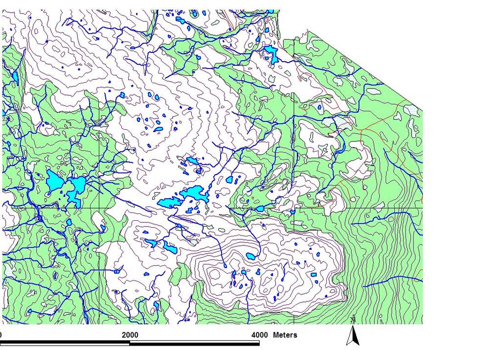 Vedlegg 4 Program for prøvetaking av sedimenter september 2006 Skardvatnan Melkelvvatnan Figur 16: Oversikt over prøvetakningsområde i Mauken skytefelt der det er tenkt tatt jord/sedimentprøver