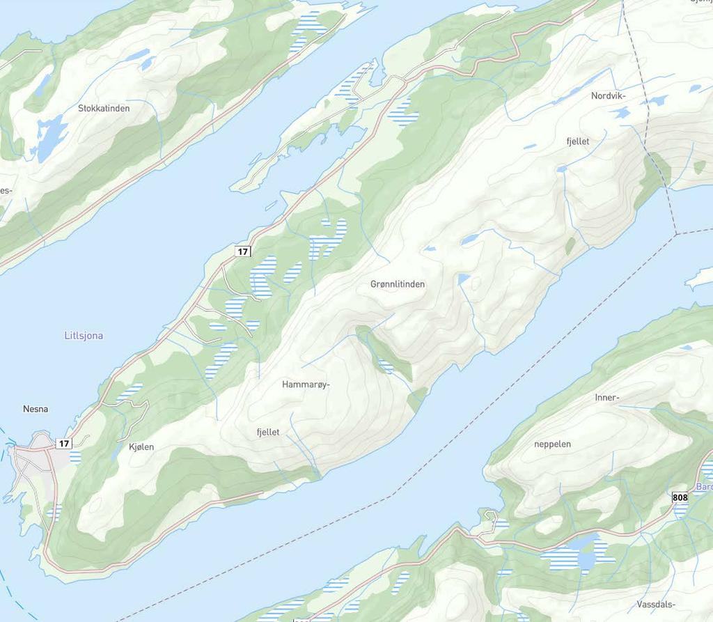 2 Planområdet 2 Planområdet Planområdet ligger ca. 10 km nord for Nesna sentrum, langs Sjonas østbredd og vest for fv. 17.