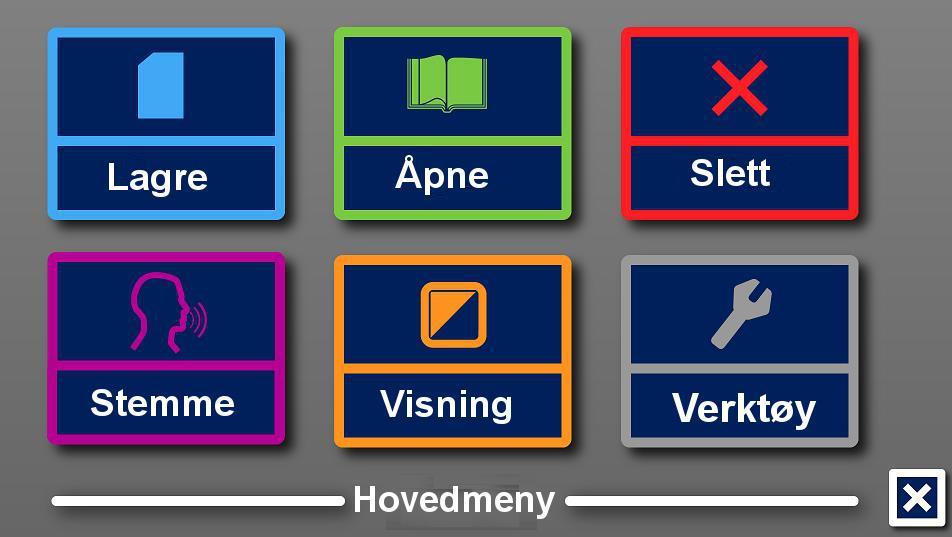 5. Menyen på ClearReader+. I dette kapittelet blir du kjent med menyen til ClearReader+. Lagre dokumenter Åpne dokumenter Slette lagrede dokumenter Endre stemme Endre visning 5.1.