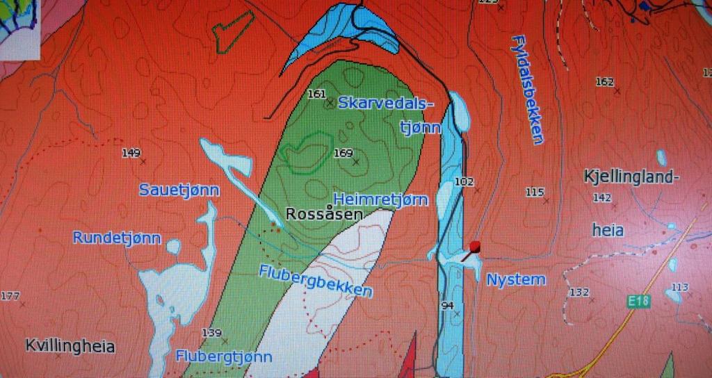 4.2 VEST - AGDER Geologisk bakgrunn for de tre første lokalitetene (Lok. 1-3) i Lillesand er vist på kartet på figur 4. Figur 4. Geologisk kart for område nordvest for Lillesand. NGU kart 1:250.