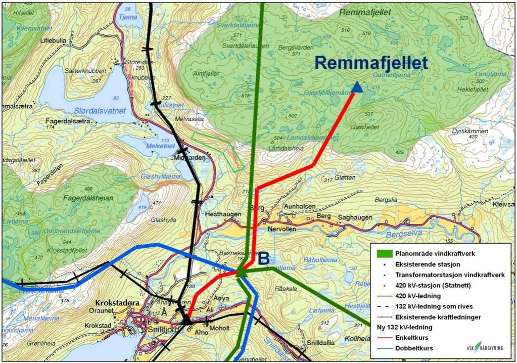 420 kv Storheia Orkdal/Trollheim og samordnet nettilknytning av vindkraftverk i Figur 22.