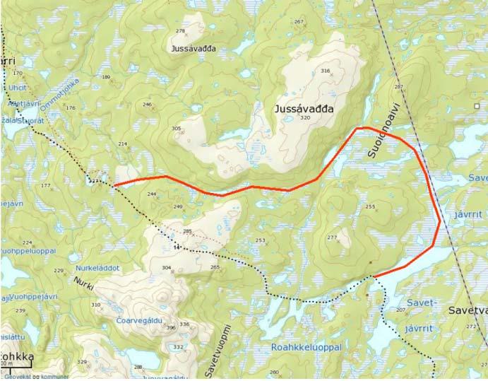 Løype 14 (Alleknjarg- Skálvejávri) På løype 14 har det vært i bruk en omstikkingsløype på våren, av hensyn til reindriften (se kartet nedenfor).