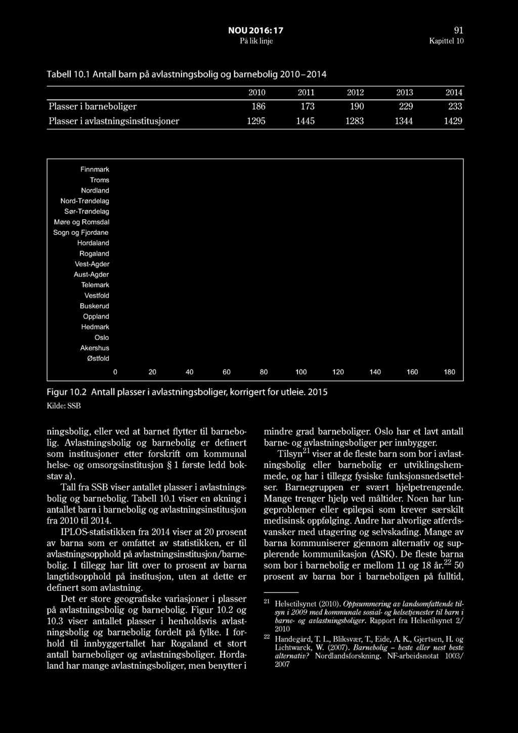 NOU 2016: 17 91 På lik linje Kapittel 10 Tabell 10.