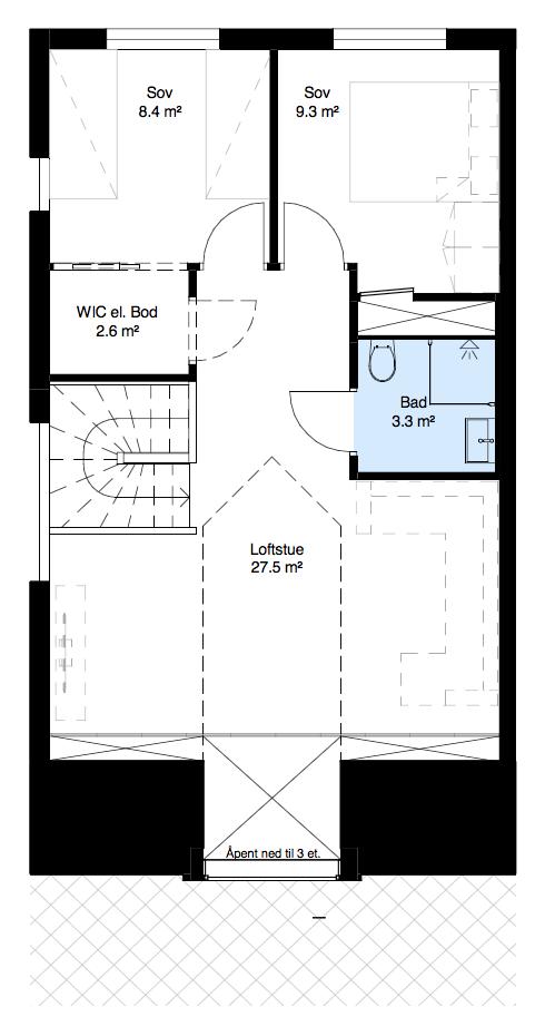 3. etasje + loft i 4. etasje H 0310 Leilighets type 4 H0310 Pris Kr4.790.000,- TYPE 4 142,8 m² Leilighet nr.