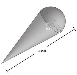 Oppgave 7 (5 poeng) Nettkode: E 4EI6 Tore har laget en stor modell av en kuleis. Modellen har tilnærmet form som en kjegle med en halvkule i enden.