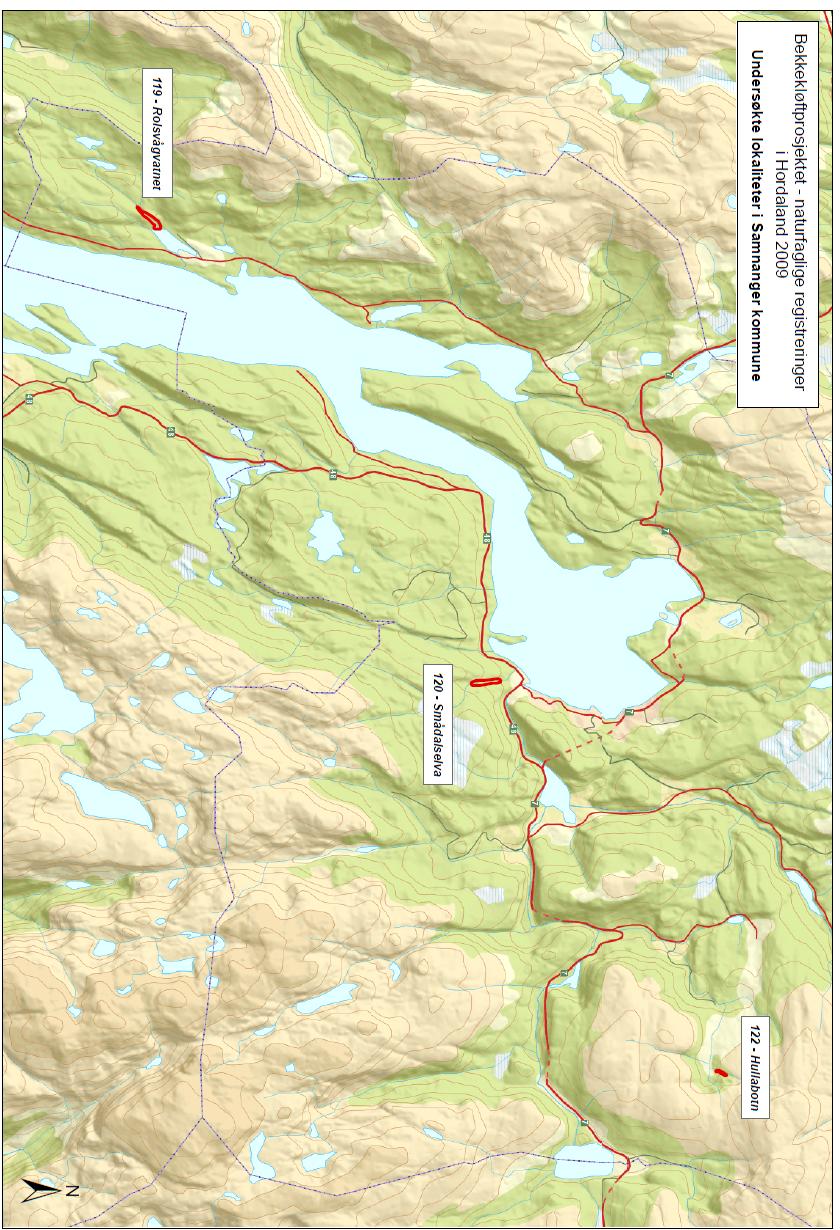 UNDERSØKELSESOMRÅDET De undersøkte lokalitetene i Samnanger kommune er vist på kart i figur 1 nedenfor. Figur 1.