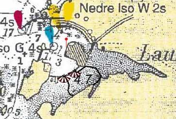 18/06 875 Kart (Chart): 75 1005. * Lofoten. Østvågø NW. Laukvik indre havn. Indirekte belysning (IB) etablert.