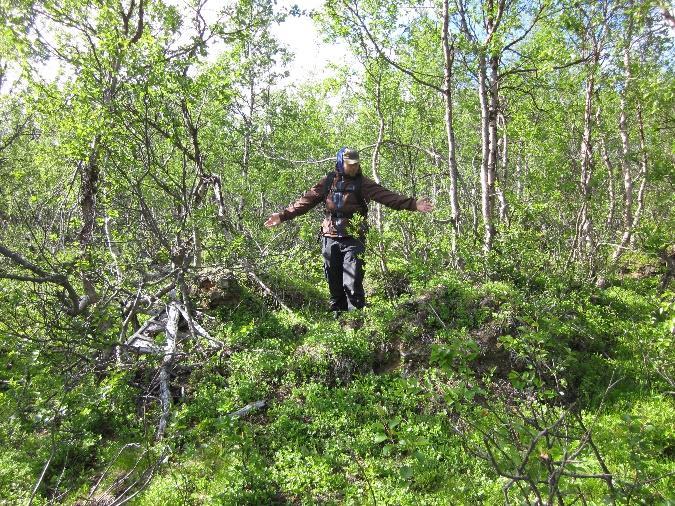 Gamme ved Gárppejohka Denne gamma ligger omtrent 100 meter sør for det gamle traktorsporet som går