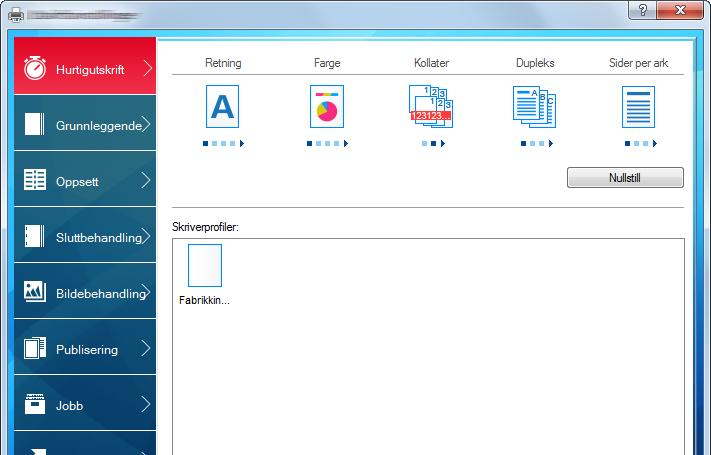 Utskrift fra PC > Nr. Beskrivelse 2 [Profiler] Innstillinger i skriverdriveren kan lagres som en profil.