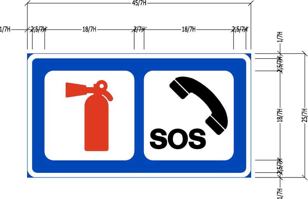 TRAFIKKSKILT :: OPPLYSNINGSSKILT Størrelse SS skal brukes på motorveger og andre flerfeltsveger. Serviceskilt 600.21H skal ha samme bredde som skilt 555.