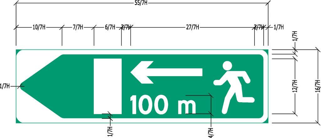 OPPLYSNINGSSKILT :: TRAFIKKSKILT Størrelse og utforming Skilt 570 har grønn bunn, hvit bord og avstandsangivelse og hvite symboler. Skilt 570.1 utformes etter skiltmønster.