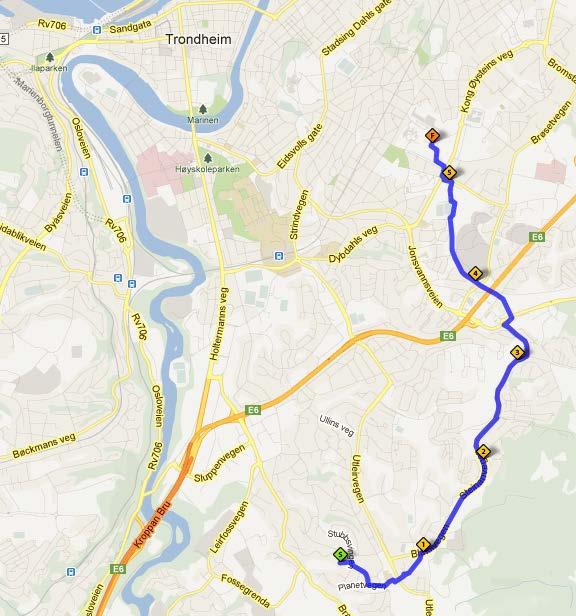 Route example Trondheim