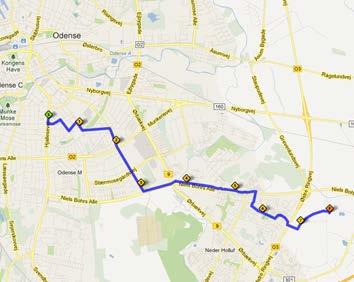 Route example Odense Best route part Worst route part Best part is Niels Bohrs Alle a natural