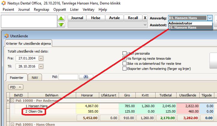 Noe av det vi har funnet ut er at uteståendelisten også viser utestående for behandlere som har sluttet.