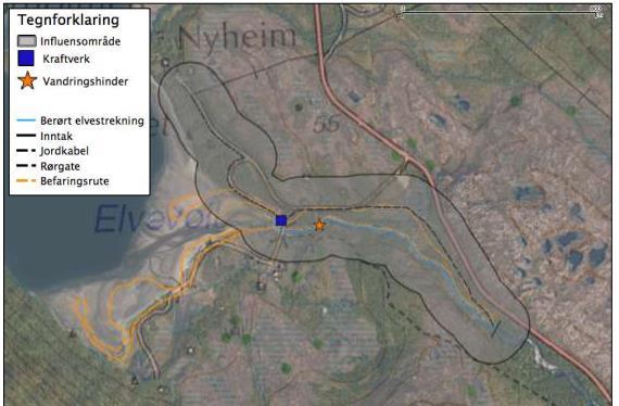 Influensområdet, med de planlagte tiltakene, utgjør undersøkelsesområdet. I anleggsfasen vil det i forbindelse med nedgraving av rør bli omfattende forstyrrelser.