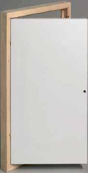 Luken låses/åpnes med et flatt skrujern og den er synlig på veggen eller i himlingen KOTTDØRER HVIT GRUNNET DØRBLAD VMT VMT inspeksjonsluke, grunnet hvit med skjulte hengsler.