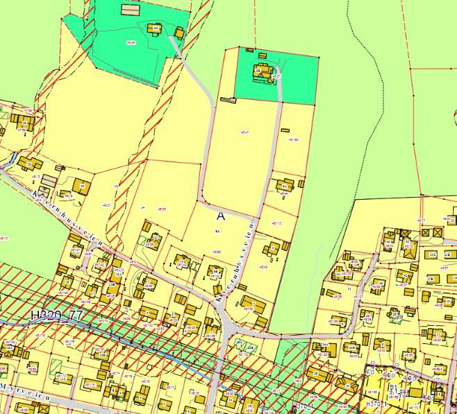 Planområdet omfatter 3 eiendommer eid av tiltakshaver: gnr. 48 bnr.