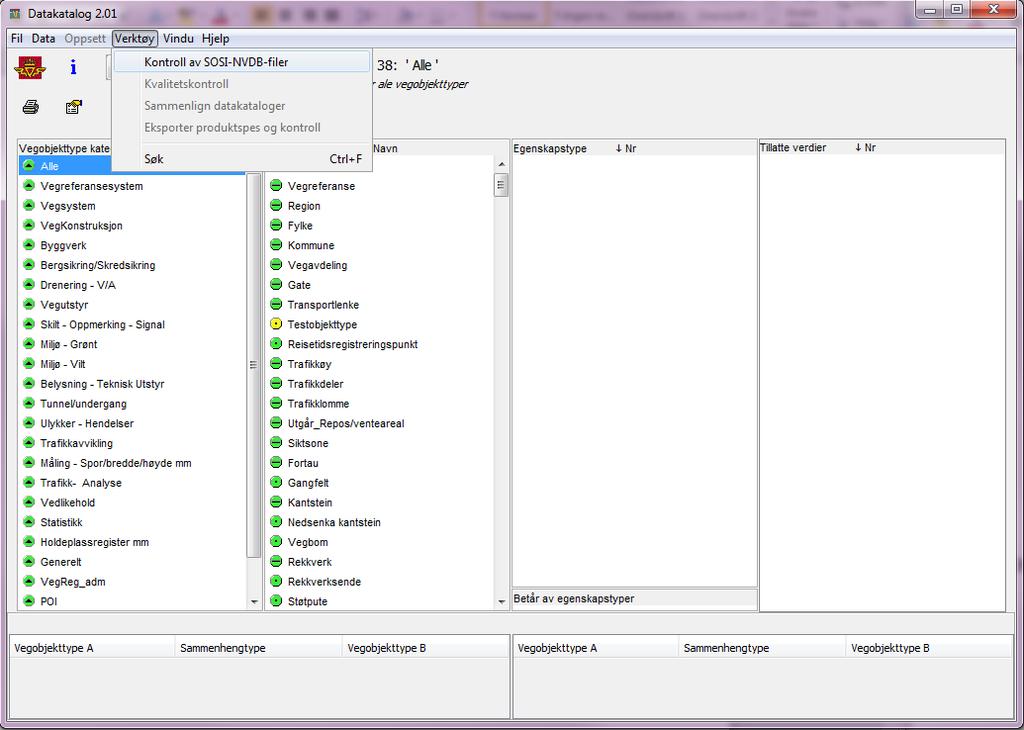 5.4 SOSI-NVDB-kontroll For å kontrollere innholdet i NVDB-data kan det kjøres SOSI-NVDB-kontroll fra Datakatalogen Figur 13 Kontroll av SOSI-NVDB-filer