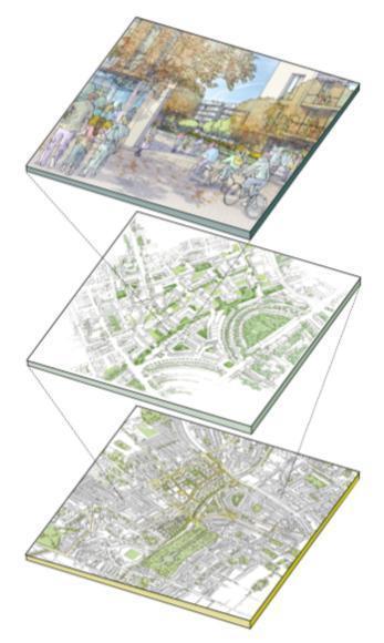 Tre steg i en områdeplan Steg 3: Detaljutforming Steg 2: Layout