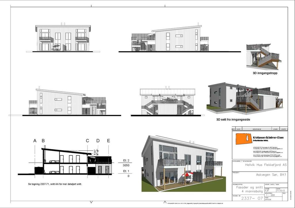 parkeringsplasser pr. boenhet for BK1 og 2,0 parkeringsplasser for BK2. Byggets totalhøyde kan ikke overstige kote 16. Unntak er pipe og luftehatter som tillates over denne høyden.