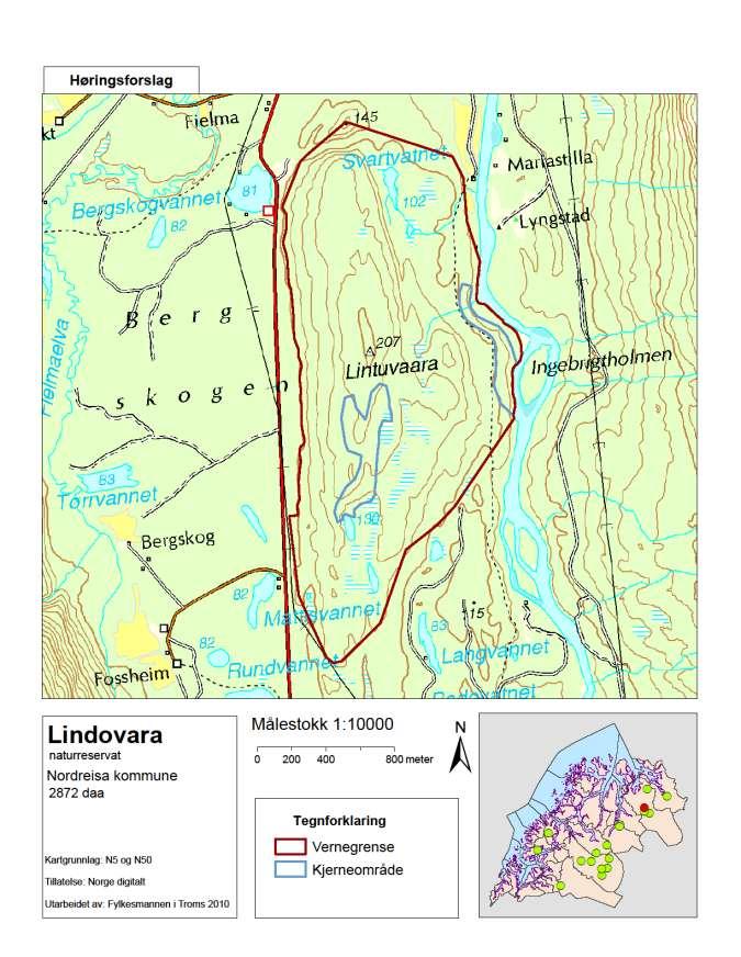 Figur 43. Vernegrenser for Lindovara.