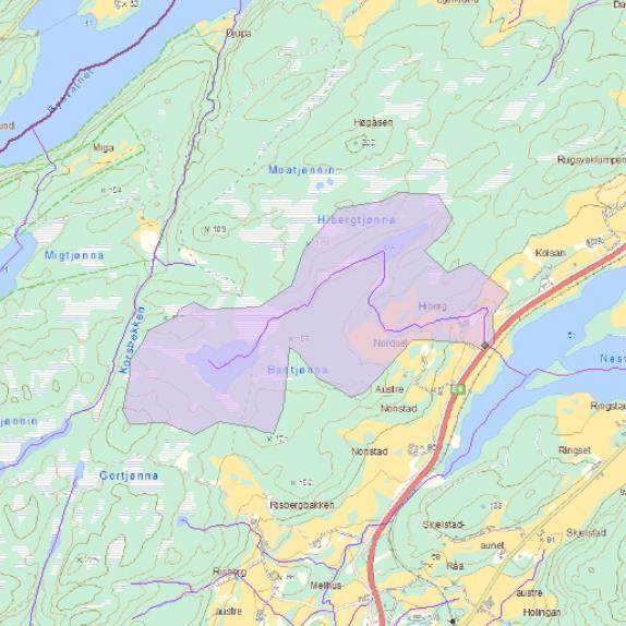 4B. Oversikt over nedbørfeltene er vist i figur 2.1 og 2.2, og karakteristiske hydrologiske data er vist i tabell 2.1. Kolsan kulvert som krysser E6 i prosjektområdet har nedbørfelt areal mindre enn 0,25 km 2.