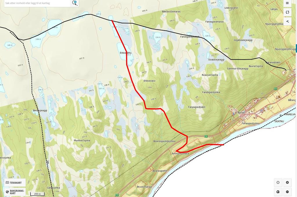 Det åpnes utover dette for rasting på islagt vann ved: Gárjojávri Løypetrasé som utgår Fig.