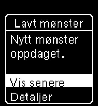 4 Apparatinnstillinger Mønstre Hvis Mønstre er På og det registreres et nytt mønster med et blodsukkerresultat, vises en melding på skjermen.