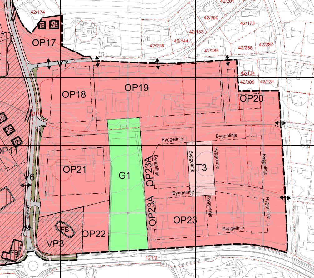 3.1.4 Campus Øst Felt OP17 23 betegnes som Campus øst. Østre del av Campus har i dag bygg med undervisningslokaler og kontorer.