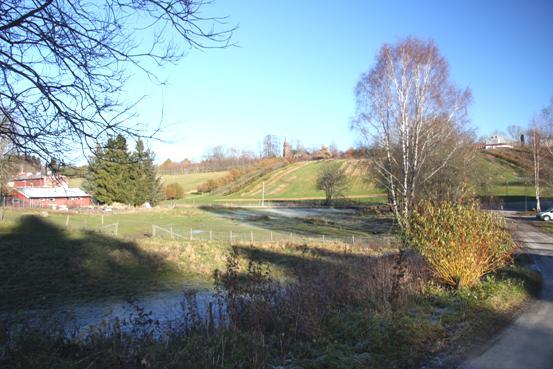 Figur 26: Fougnerhaugen stikker opp som en markert landskapsform midt i bilde sett fra Planteskolen. (Foto: Multiconsult). 5.