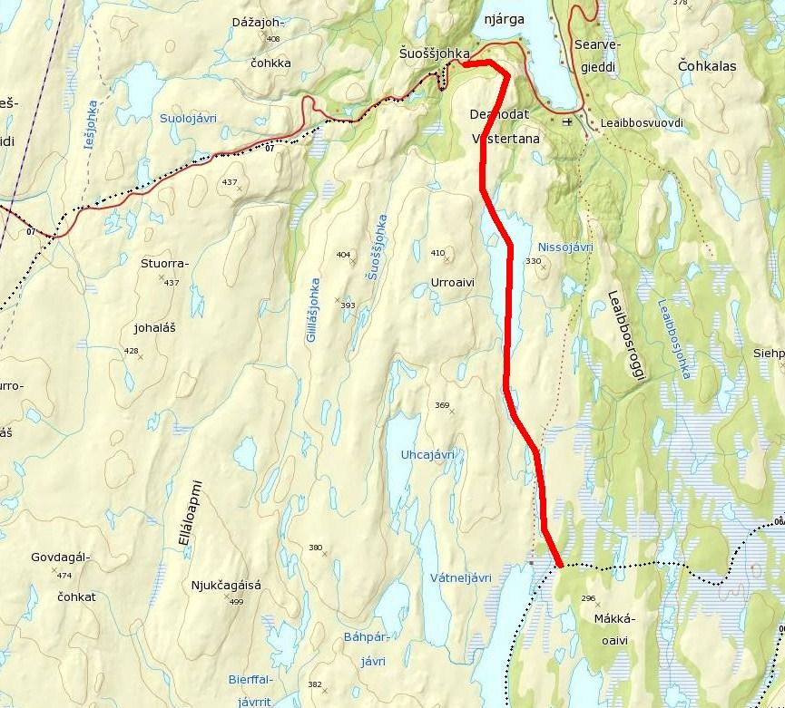 Ny løype fra Šuoššjohka til Geassájávri (Sommervann) Kommunestyret vedtok den 18.06 å opprette en ny løype fra Šuoššjohka til Geassájávri (Sommervann). Forslaget ble sendt på høring nå ved 2.