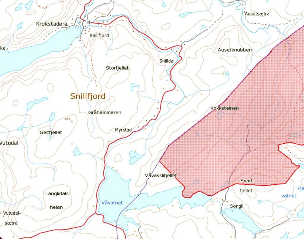 Figur 9 Grytdalen naturreservat ligger øst i influensområdet til Snillfjord kraftverk. 2.8.