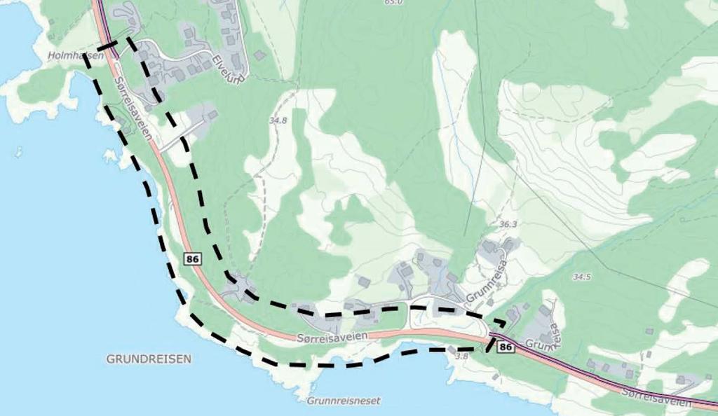 1 Analyseobjekt, formål og vurderingskriterier 1.1 Dagens situasjon Strekningen omfattes av reguleringsplan for «Gang- og sykkelveg rv. 86 Nordgård Finnfjord smelteverk» fra 1998.