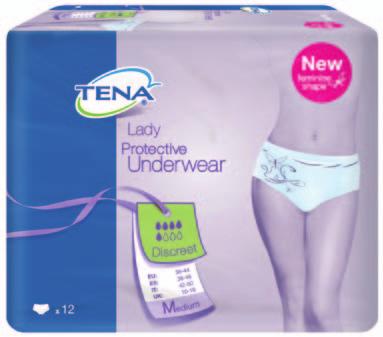 TENA Lady Protective Underwear Middels inkontinens I bruk TENA Lady Protective Underwear ser ut og føles som vanlig undertøy, og tas av og på som en vanlig truse.