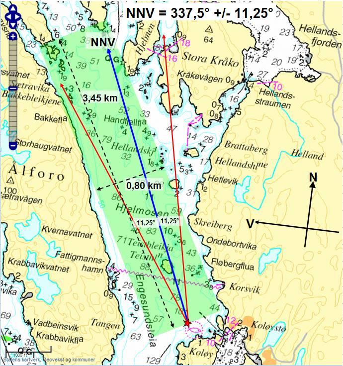 Effektiv strøklengde (km) 2,0 1,5 1,0 0,5 0,0 Figur 14. Effektiv strøklengde for lokaliteten Koløy N vist som rose. Figuren viser effektiv strøklengde for hver 22,5 grad. Figur 15.