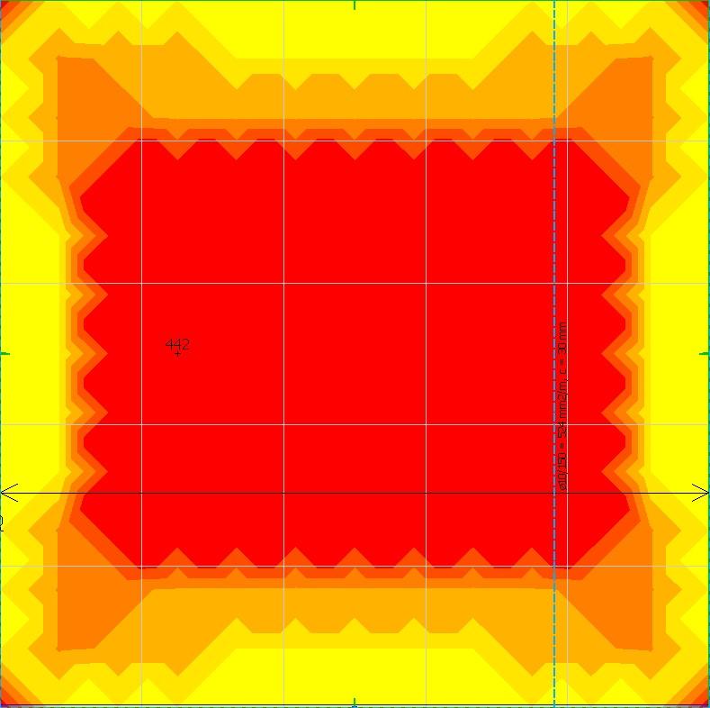 For disse verdiene beregnet programmet nødvendig armering i x- og y-retning som vises i bildene under.