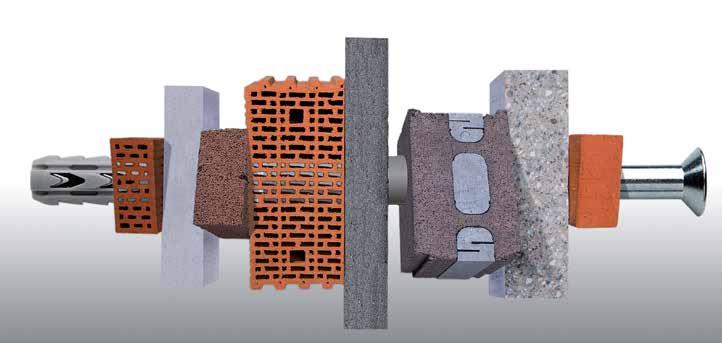 SXR- L-FUS med krave forhindrer kontaktkorrosjon Ved innfesting i hullteglstein og solide materialer vil de