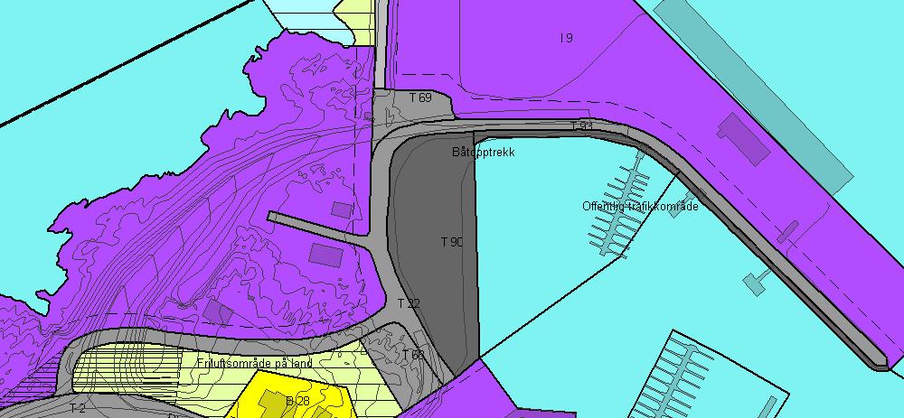 Reguleringsplan 2022-32 KJØLLEFJORD PlanID 2005-01, LEBESBY KOMMUNE Reguleringsendring sak 13/267 Bakgrunn T 90 forslag om endring til industriområde berører T 22, T 68, T 69, I 6 og nærliggende