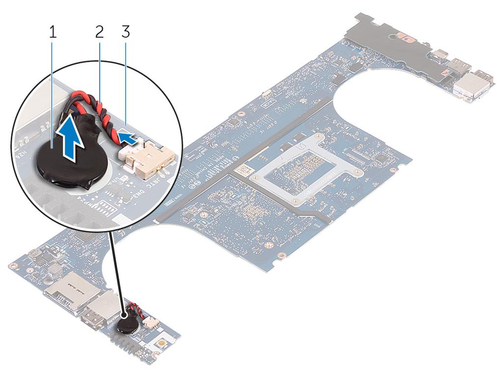 3 Merk deg plasseringen av klokkebatteriet, og lirk det ut av hovedkortet.