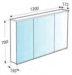 LEDbelysning i skapet topp og bunn, justerbare glasshyller og stikkontakt med USB-port (230 v). 1200 mm Skapet har 2 uttak, hvorav ett har USB-port.