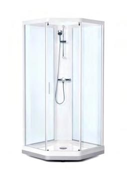 Dusj Porsgrund Showerama 7-5 Basic Dusjkabinett 900x900 mm Enkelt kabinett som leveres med dusjgarnityr, men uten blandebatteri, toppdusj og hyller. Hvite profiler og klart glass. Høyde 2045 2075 mm.