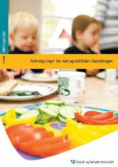 27 Retningslinjer for mat og måltider i barnehagen Norske helsemyndigheter, ved Sosial- og helsedirektoratet, utgav i 2007 retningslinjer som bør ligge til grunn for arbeidet med mat og måltider i