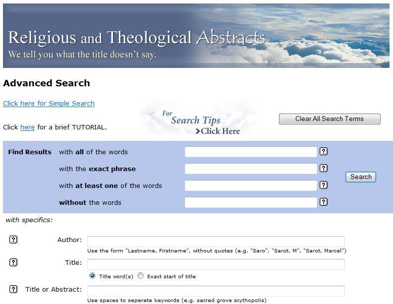 RELIGIOUS AND THEOLOGICAL ABSTRACTS god religionsbase, enkel
