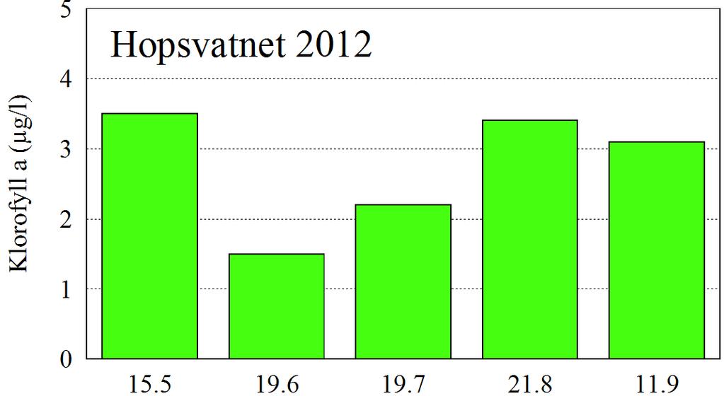 Næringsrikhet gir grunnlag for algevekst og gjenspeiler seg derfor vanligvis i både mengde og sammensetning av algeplankton. Algemengden i Hopsvatnet gjenspeilte i hovedsak næringsfattige forhold.