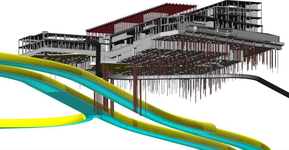 GRUNNFORHOLD Utfordrende grunnforhold Tunneler som krysser tomta Leire og fjell 3-4 meter